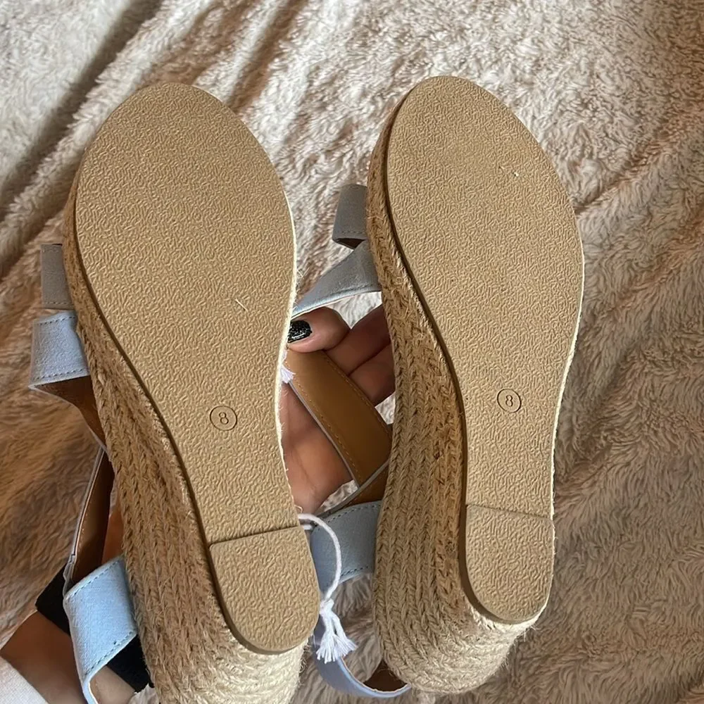 serra espadrilles wedge sandal size 8 baby blue NWT - Picture 5 of 7